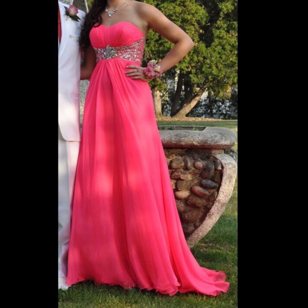Blush Prom | Hot Pink Strapless Formal Dress
